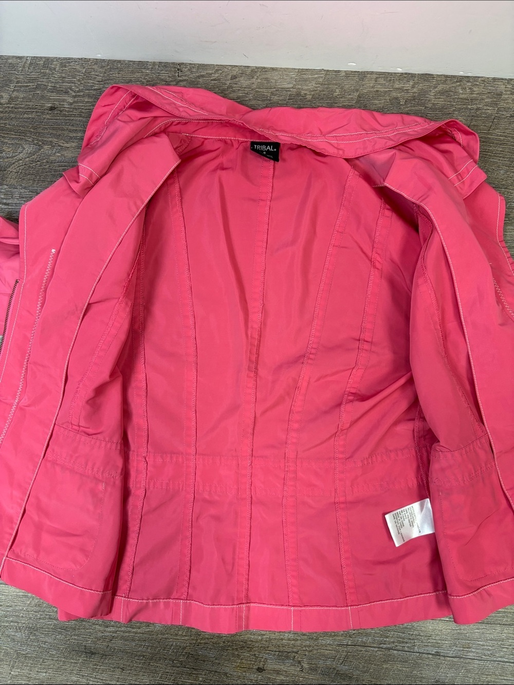 Tribal Bright Pink Tapered Zip Front Jacket Size 6 - Picture 4 of 10